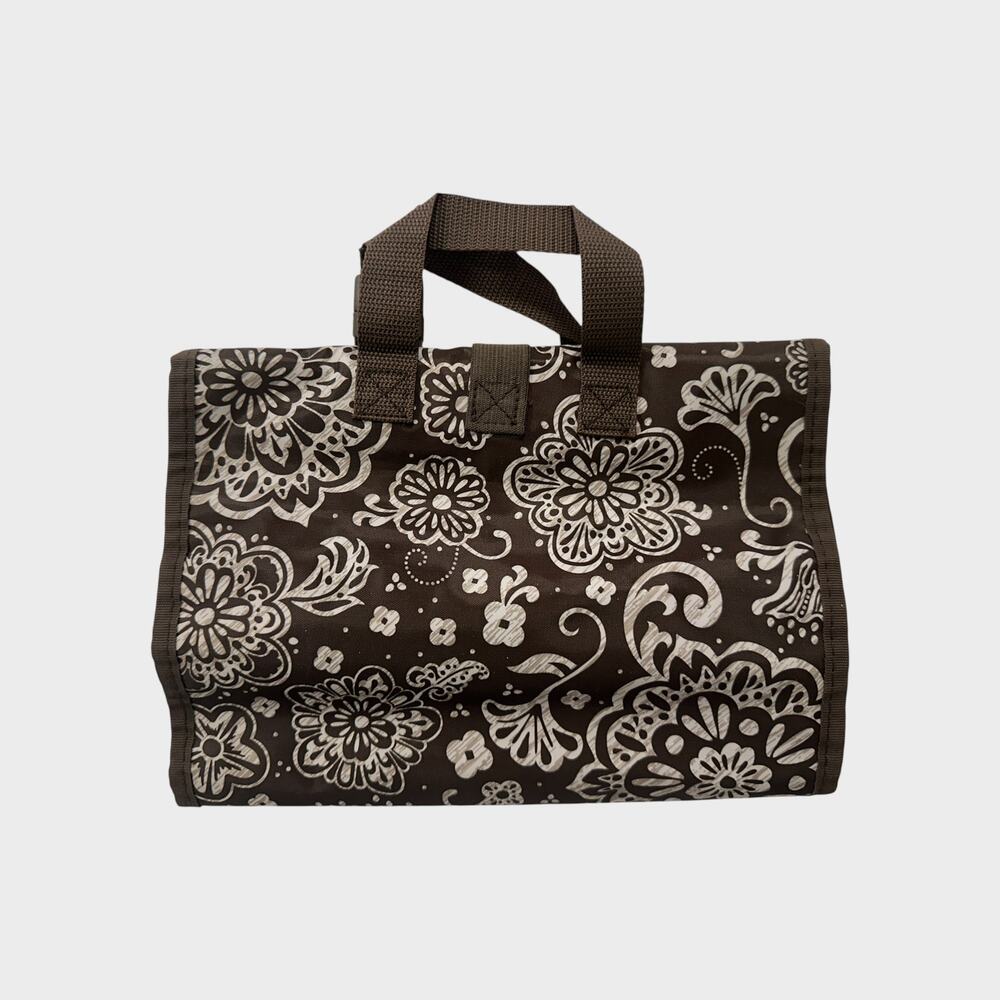Thirty One Timeless Beauty Travel Cosmetic Bag Brown Floral - Picture 5 of 7